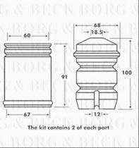Borg & Beck BPK7018 - Juego de guardapolvos, amortiguador
