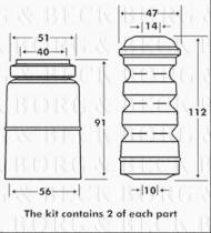 Borg & Beck BPK7089 - Juego de guardapolvos, amortiguador